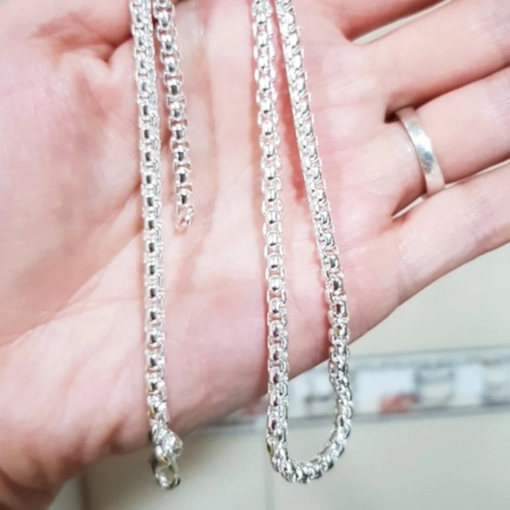 925 Sterling Silver Round Box Chain - Picture 4 of 7